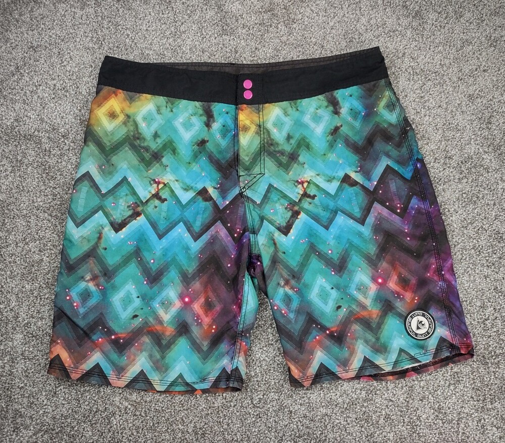 Beautiful Giant Boardshorts Men 38 Galaxy Diamond Tie Dye Hybrid Swim Trunks